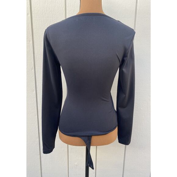 Abercrombie &‎ Fitch Long-Sleeve Seamless Fabric Keyhole Bodysuit Size S Black - Picture 5 of 12
